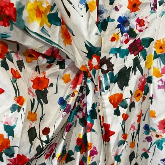 Talbot Runhof Gorgeous Midi Dress Floral Ruched Unique 12 Fairy whimsical - Picture 15 of 16